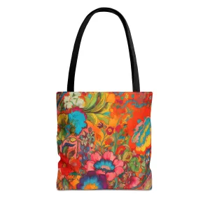 Kaleidoscopic Floral Dance Tote Bag - Psychedelic Fun! Available in 3 sizes.