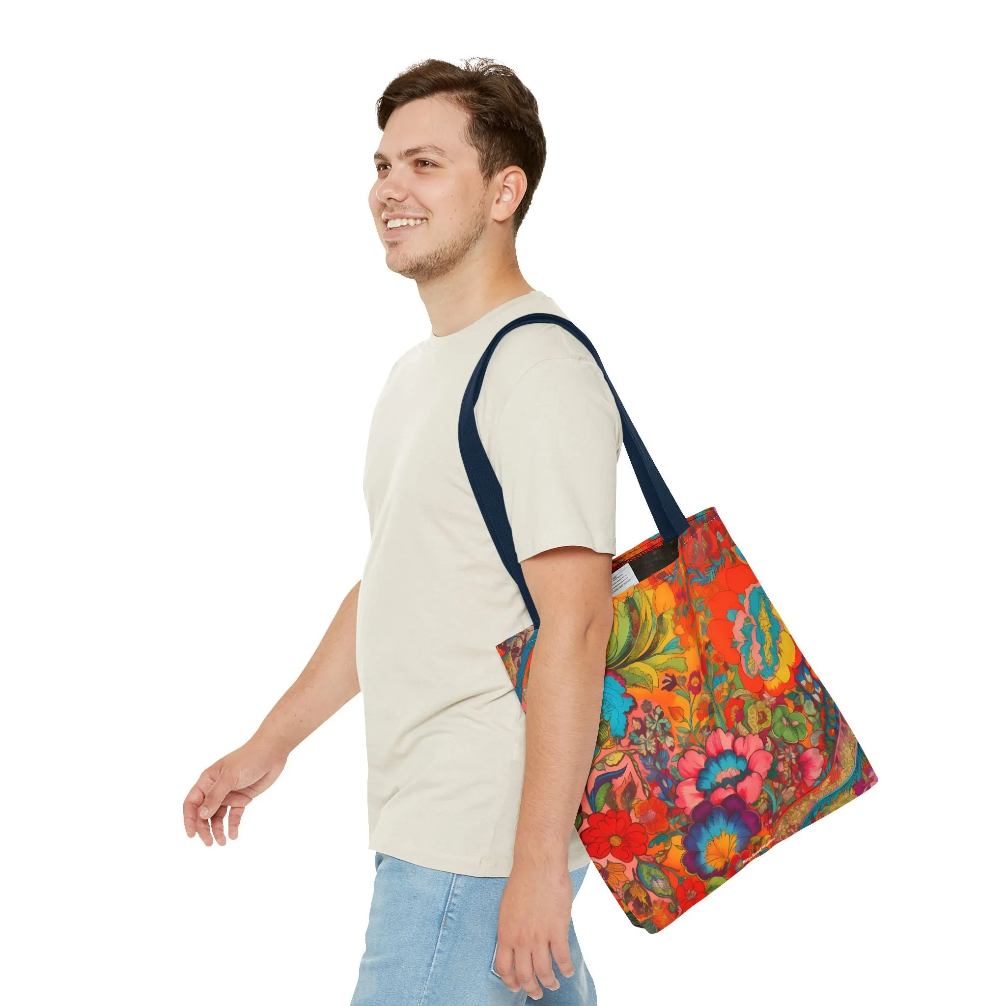 Kaleidoscopic Floral Dance Tote Bag - Psychedelic Fun! Available in 3 sizes.