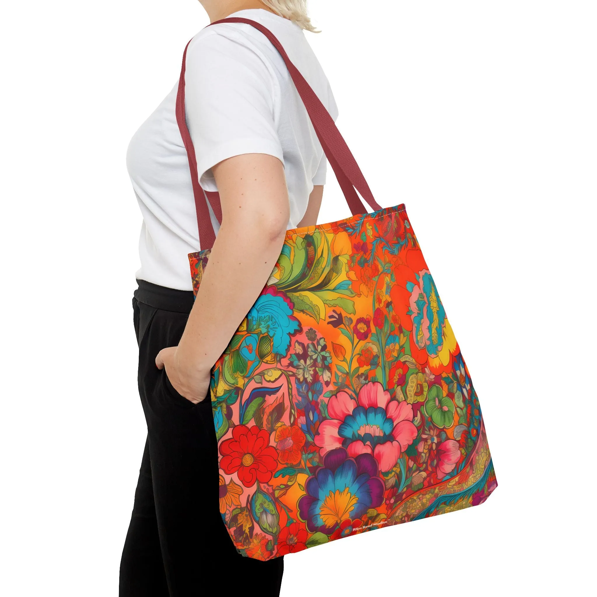 Kaleidoscopic Floral Dance Tote Bag - Psychedelic Fun! Available in 3 sizes.
