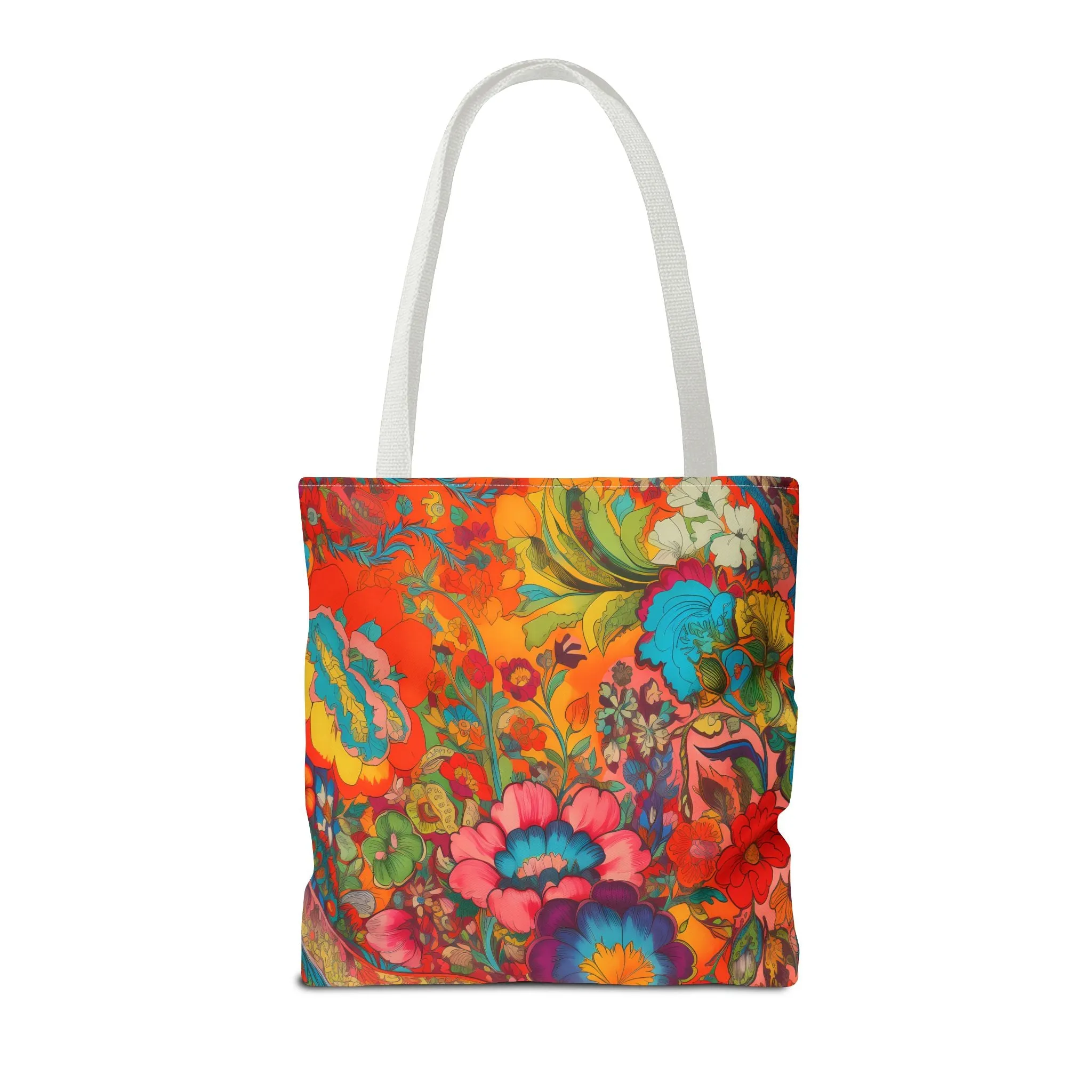 Kaleidoscopic Floral Dance Tote Bag - Psychedelic Fun! Available in 3 sizes.