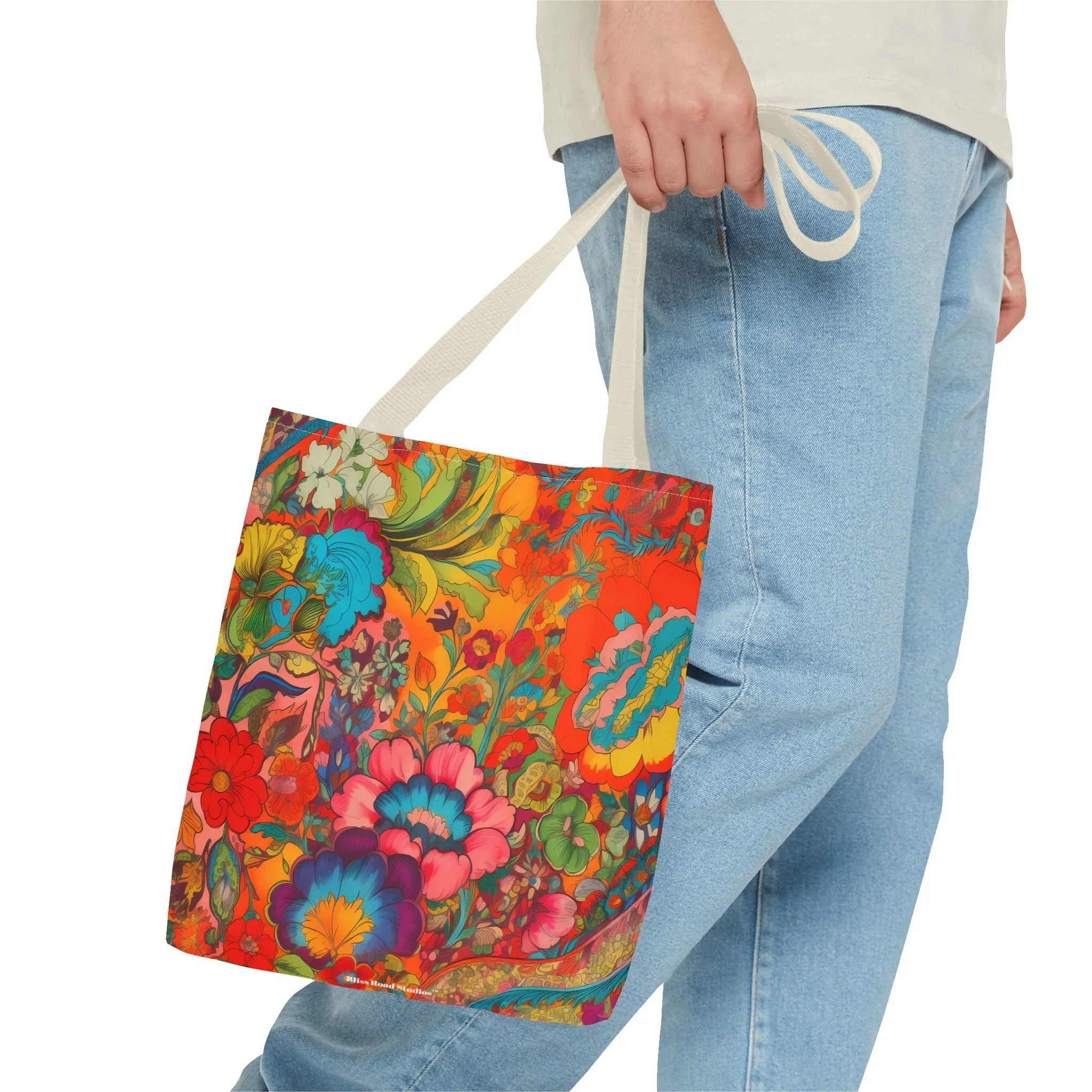 Kaleidoscopic Floral Dance Tote Bag - Psychedelic Fun! Available in 3 sizes.