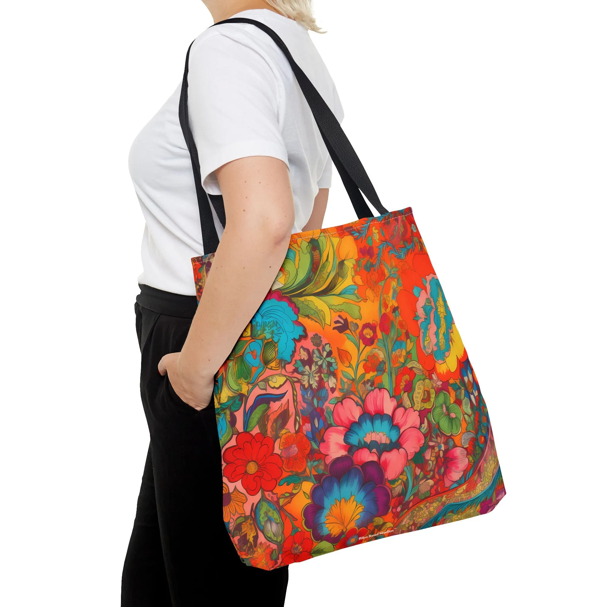 Kaleidoscopic Floral Dance Tote Bag - Psychedelic Fun! Available in 3 sizes.