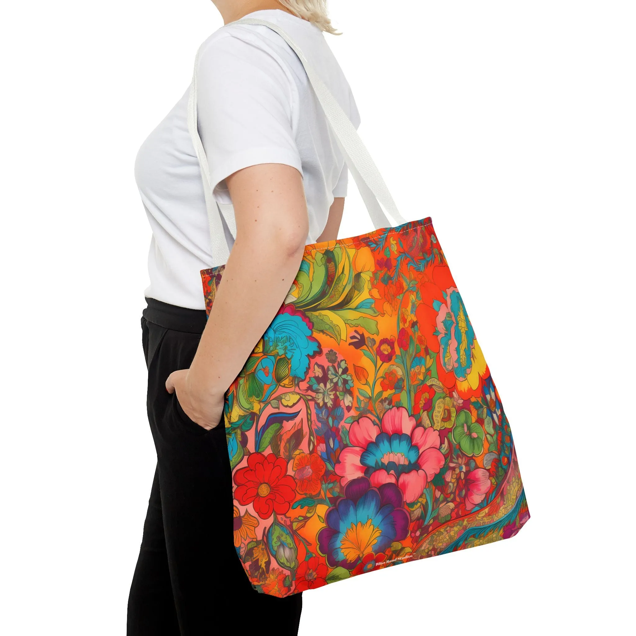 Kaleidoscopic Floral Dance Tote Bag - Psychedelic Fun! Available in 3 sizes.