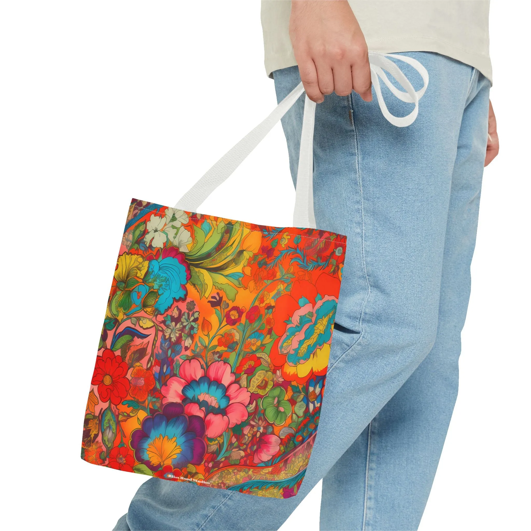 Kaleidoscopic Floral Dance Tote Bag - Psychedelic Fun! Available in 3 sizes.