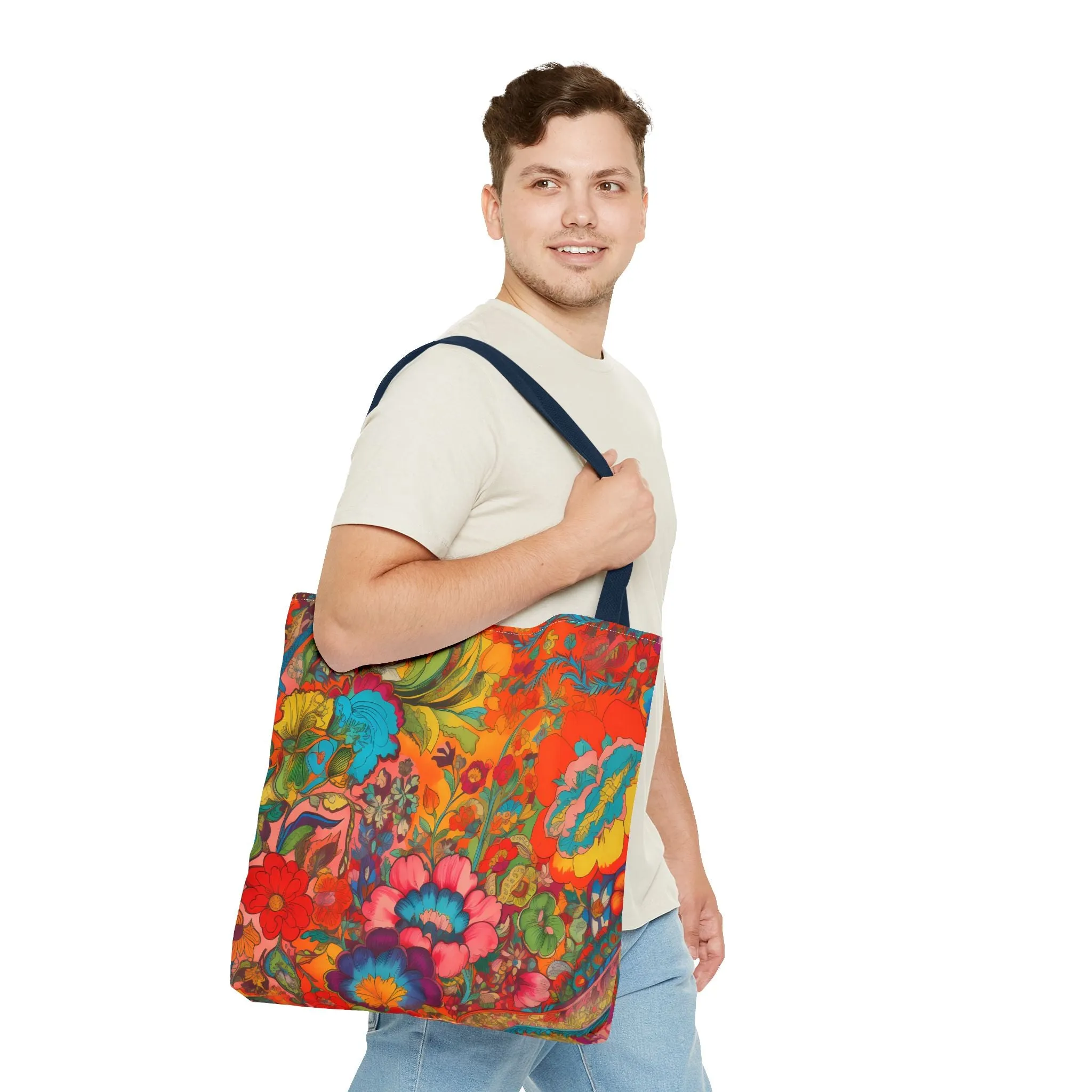 Kaleidoscopic Floral Dance Tote Bag - Psychedelic Fun! Available in 3 sizes.