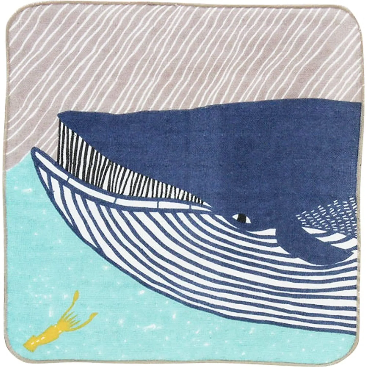 Kata Kata  soft towel 100% cotton - Fin whale  Blue  ナガスクジラ ブルー 25 x 25 cm