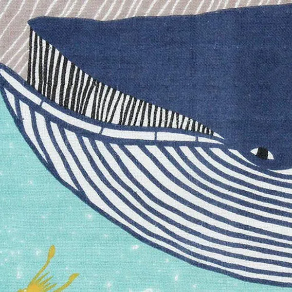 Kata Kata  soft towel 100% cotton - Fin whale  Blue  ナガスクジラ ブルー 25 x 25 cm