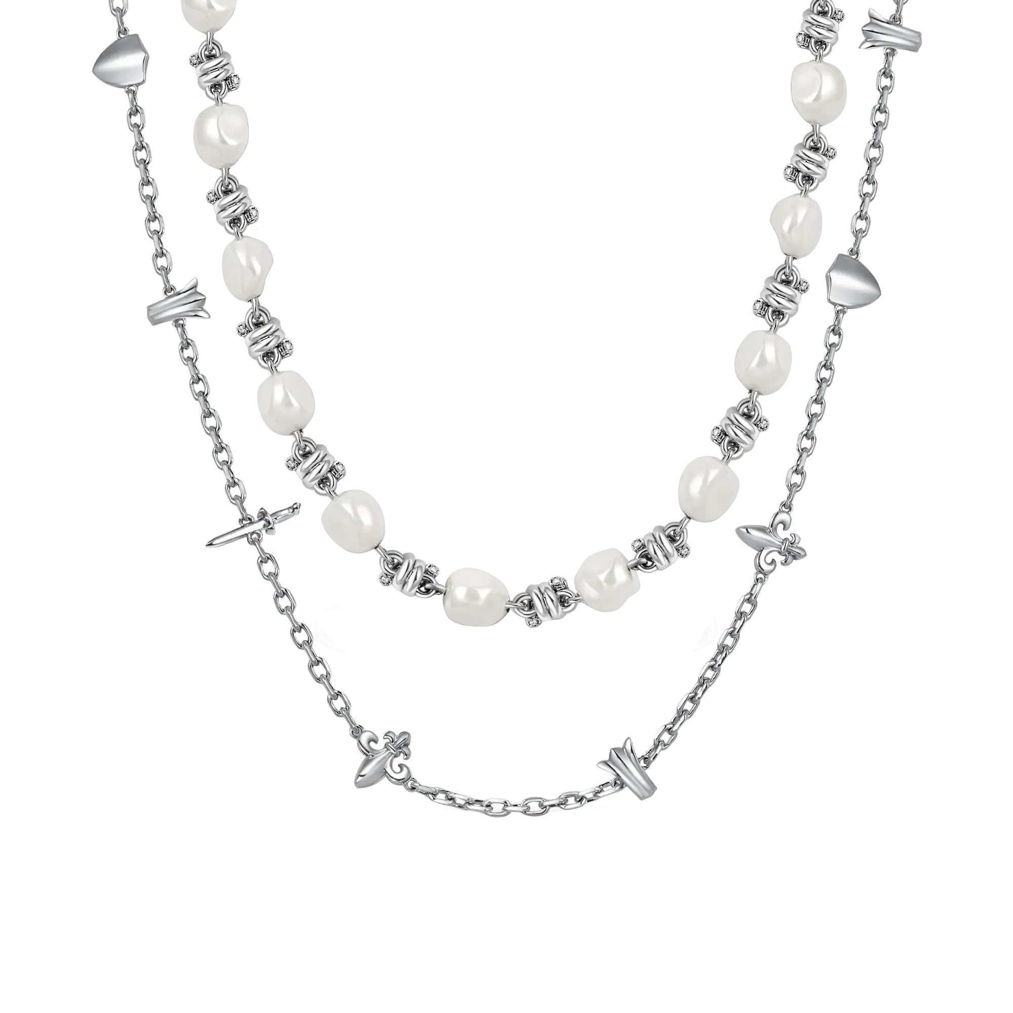 Knight Fleur De Lis Plain Chain   Barbed Wire Pearl Chain Gift Set