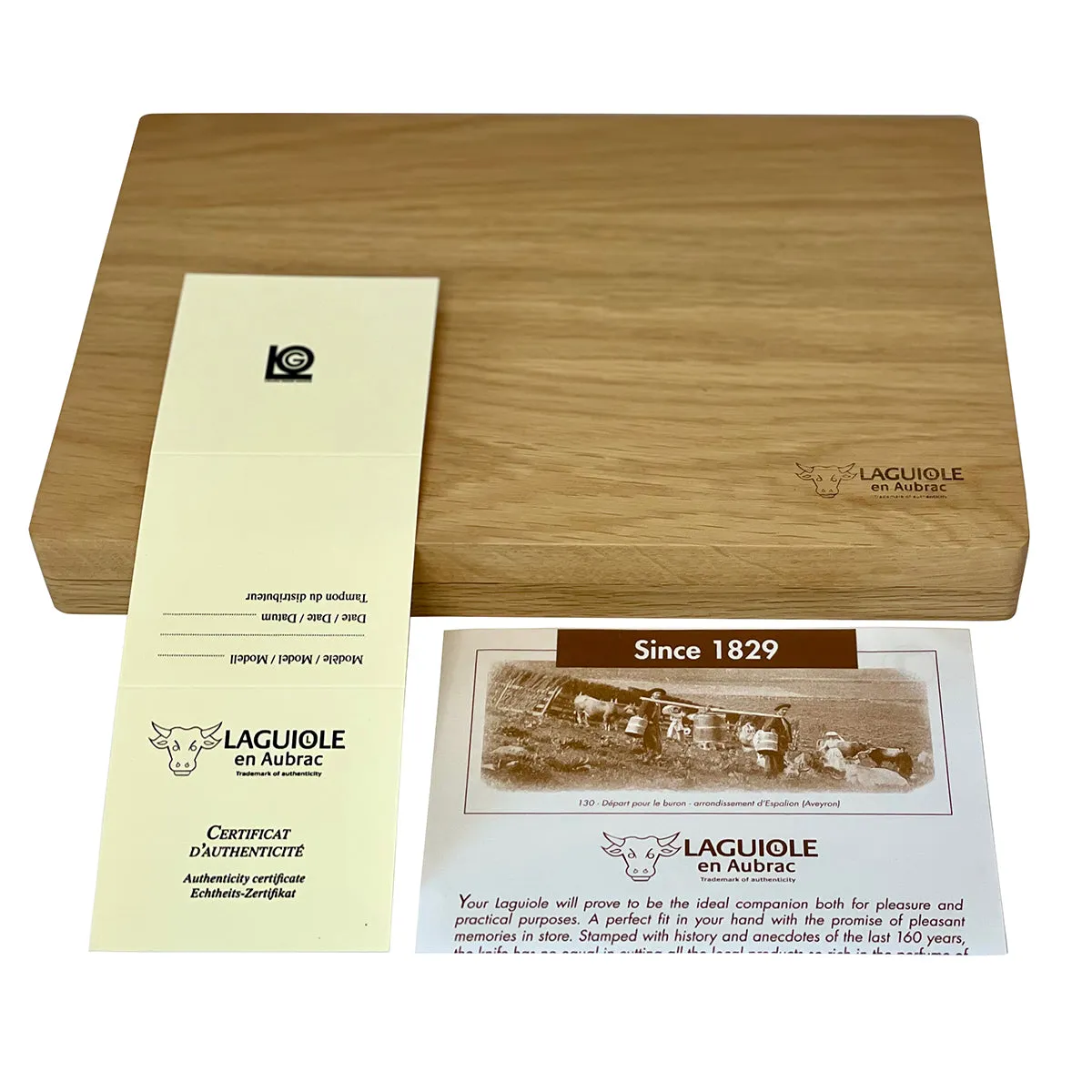 Laguiole en Aubrac Luxury Handcrafted Stainless Steel & Brass Double Plate 4-Piece Steak Knife Set with Ebony Wood Handles
