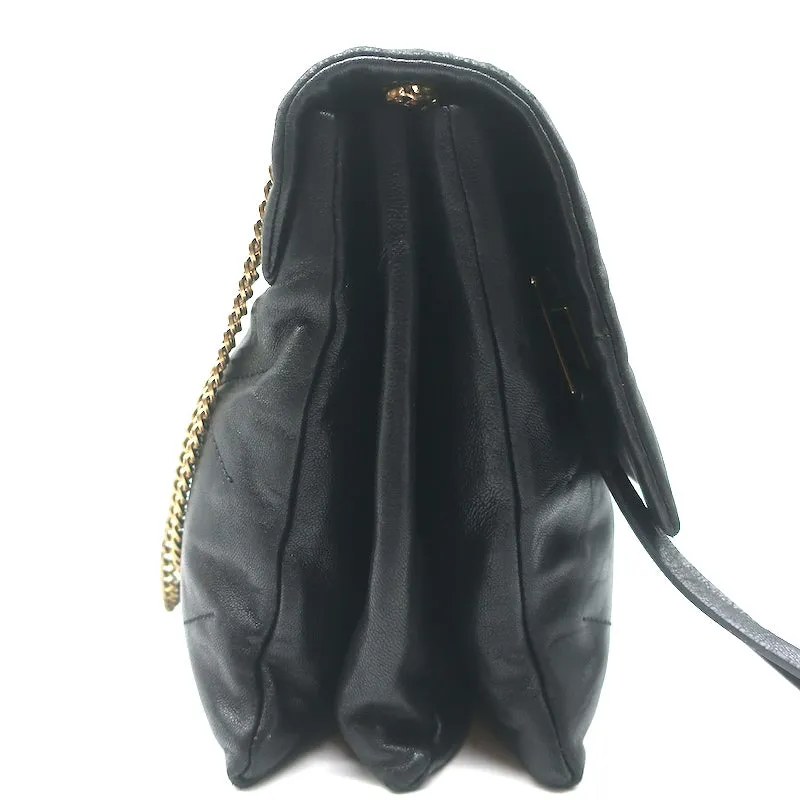 Lanvin Sugar Medium Shoulder Bag Black Quilted Lambskin Leather