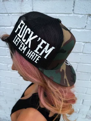 LET 'EM HATE SIDE STYLE GREEN CAMO HAT