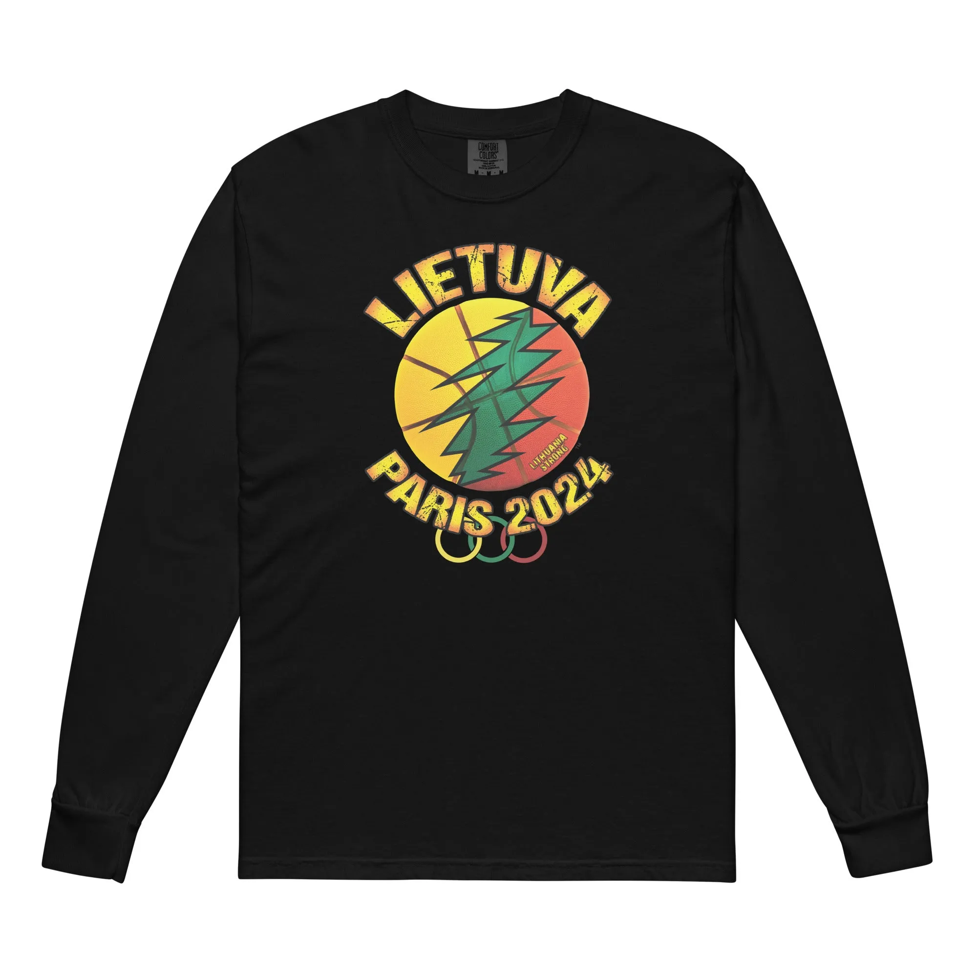 Lietuva Paris 2024 - Men/Women Unisex Soft-Washed Comfort Cotton Long Sleeve T-Shirt