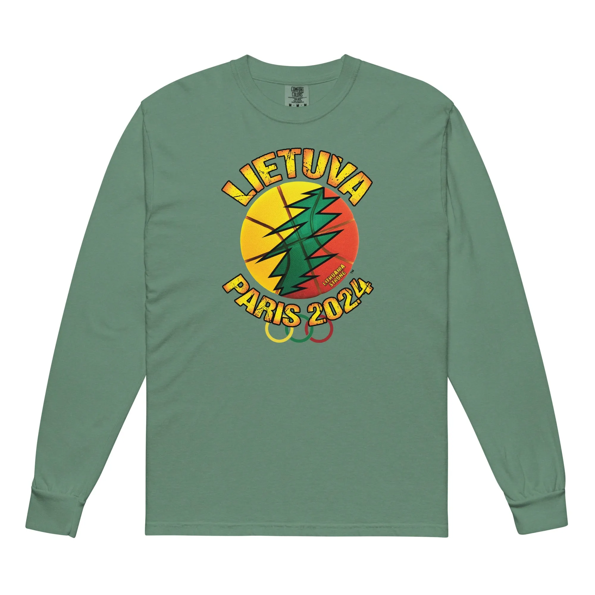 Lietuva Paris 2024 - Men/Women Unisex Soft-Washed Comfort Cotton Long Sleeve T-Shirt