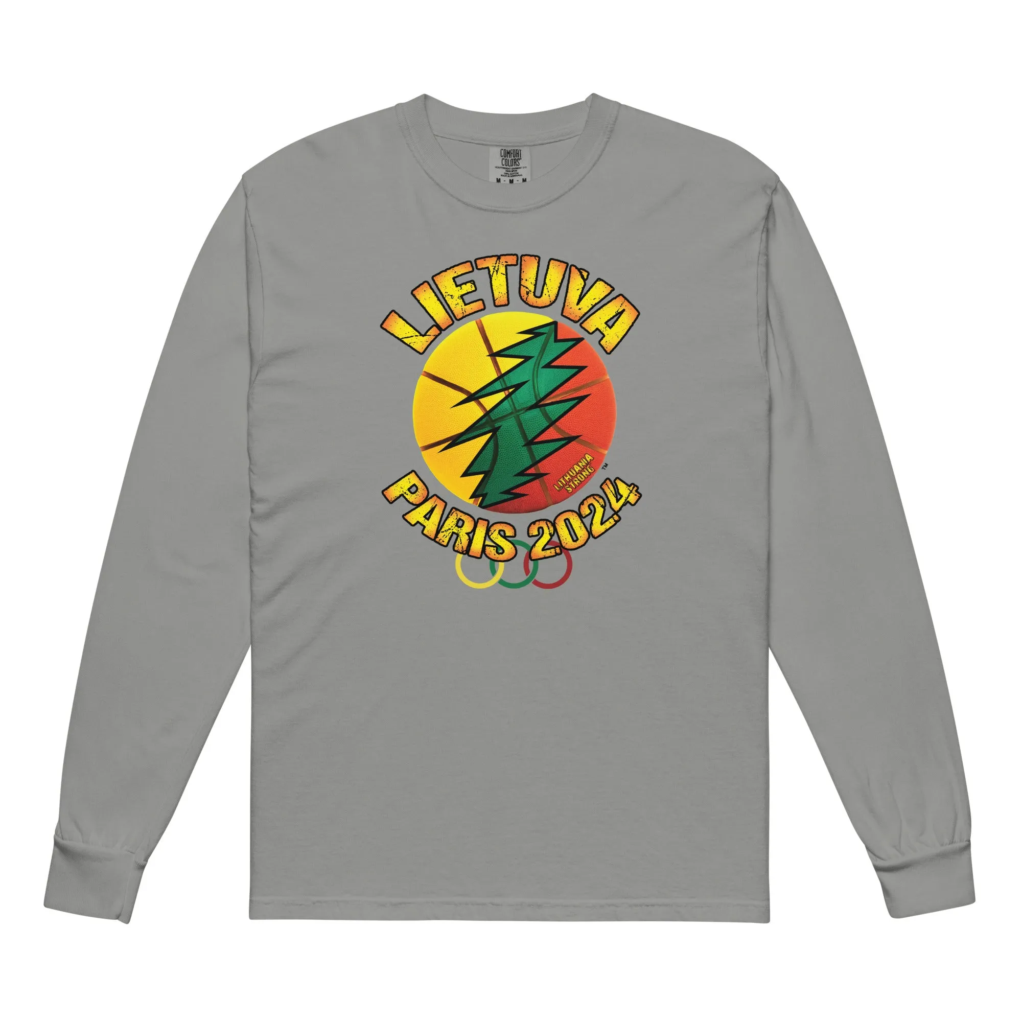 Lietuva Paris 2024 - Men/Women Unisex Soft-Washed Comfort Cotton Long Sleeve T-Shirt