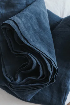 Linen flat sheet - dark blue