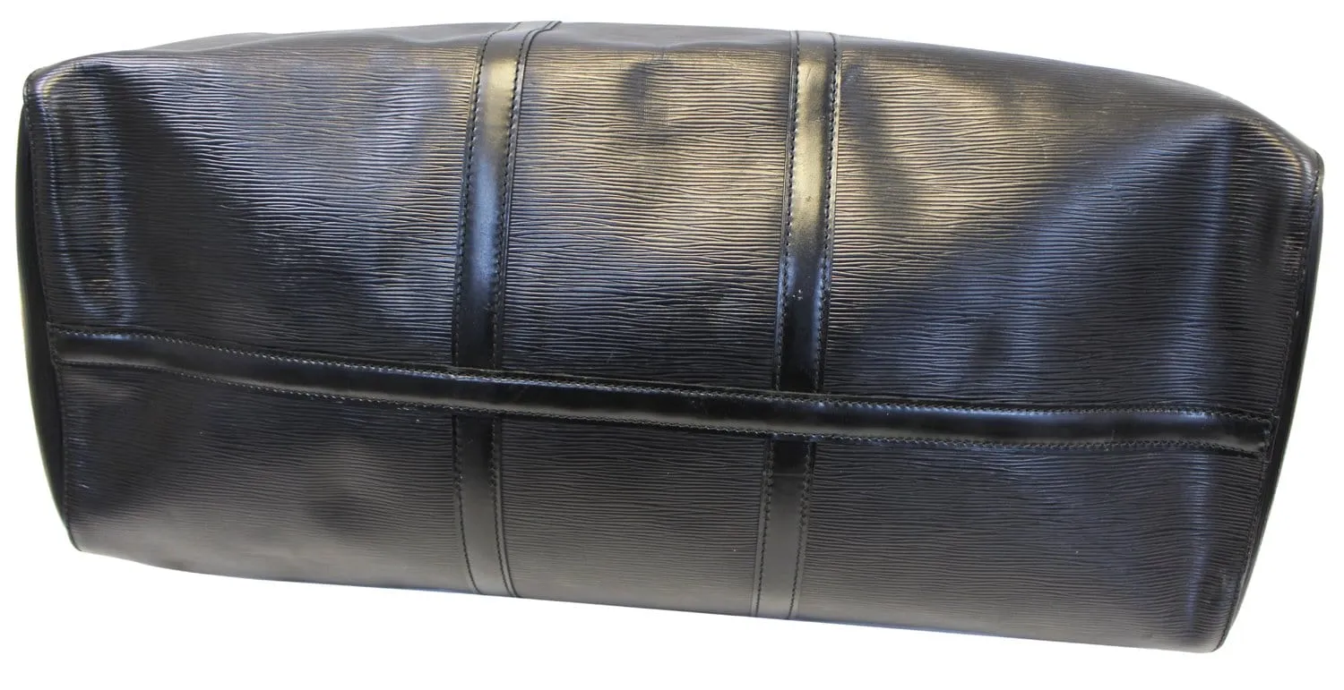 LOUIS VUITTON Boston Bag Epi Leather Black Keepall 60 Pre Owned