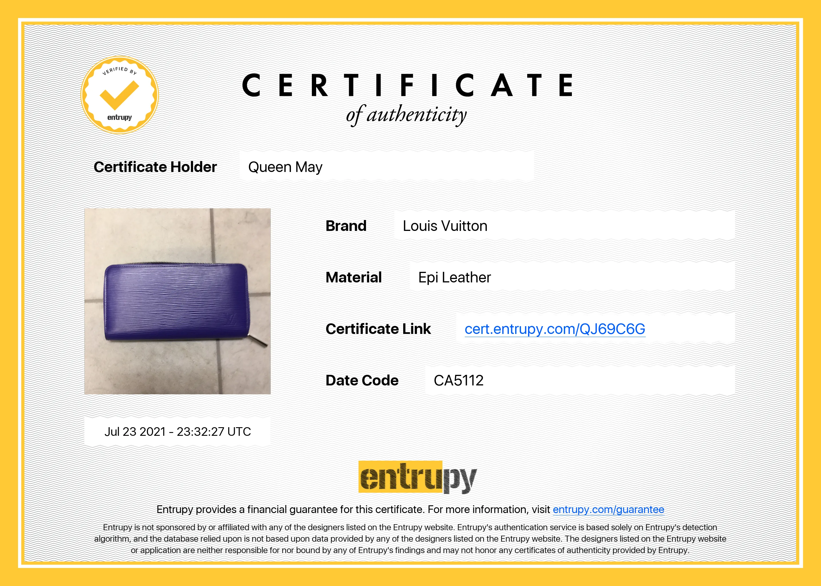 Louis Vuitton Epi Zippy Wallet Purple