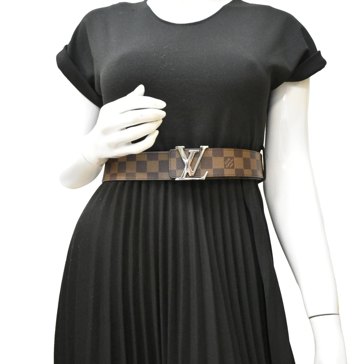 LOUIS VUITTON  LV Initiales Damier Ebene Belt Brown