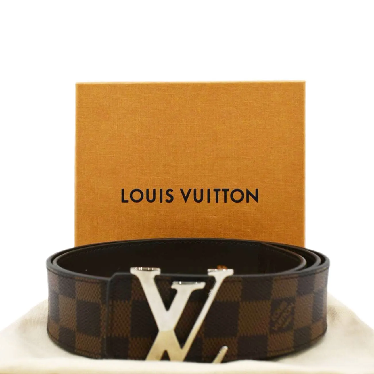 LOUIS VUITTON  LV Initiales Damier Ebene Belt Brown