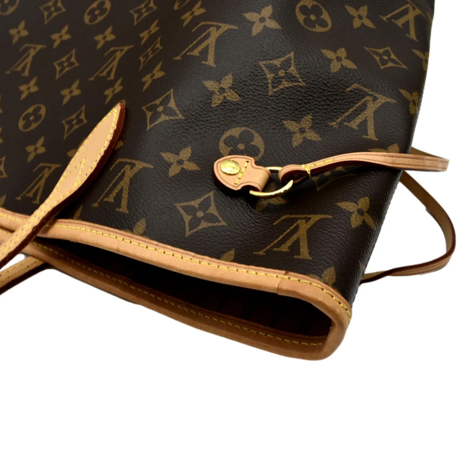 LOUIS VUITTON  Neverfull MM Monogram Canvas Tote Bag Brown/Red