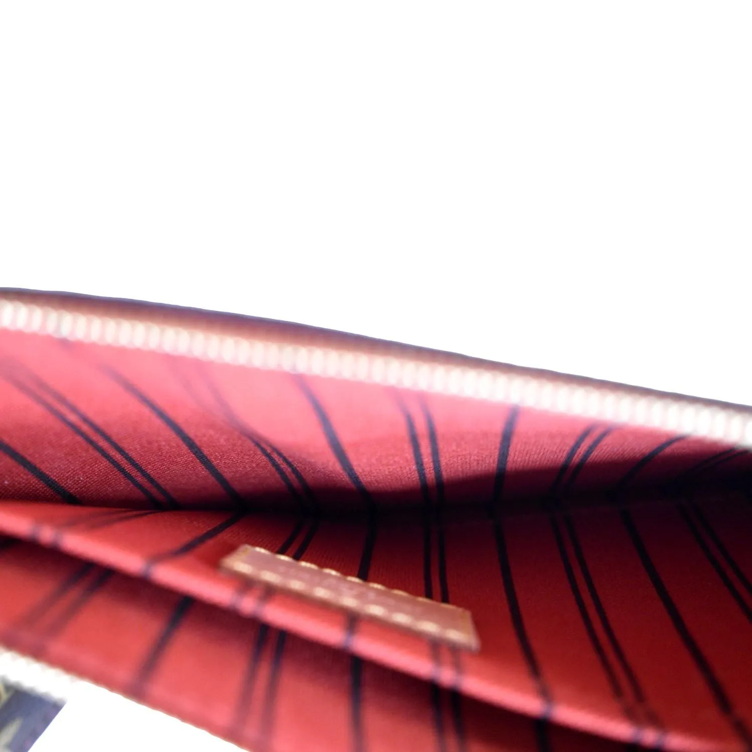 LOUIS VUITTON  Neverfull MM Monogram Canvas Tote Bag Brown/Red