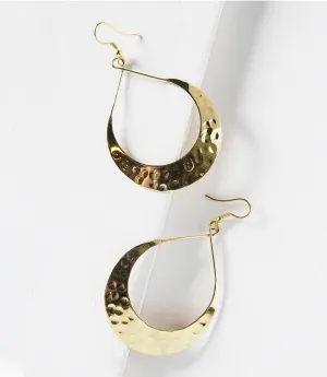 Lunar Crescent Hammered Shiny Gold Hoop Earrings by Matr Boomie