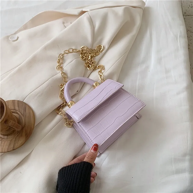 Luxury Stone Pattern Mini PU Leather Cross Bag For Women Shoulder Messenger