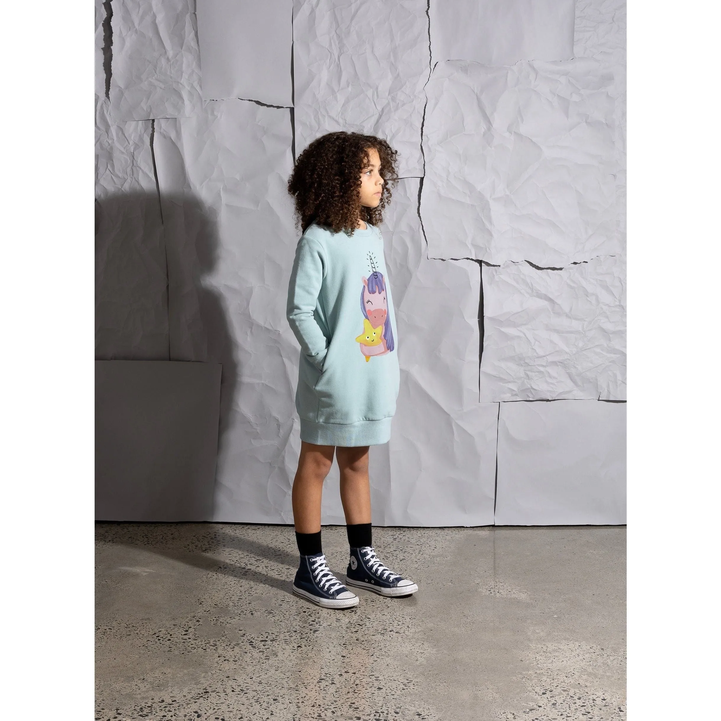 Magical Friends Furry Dress - Muted Green