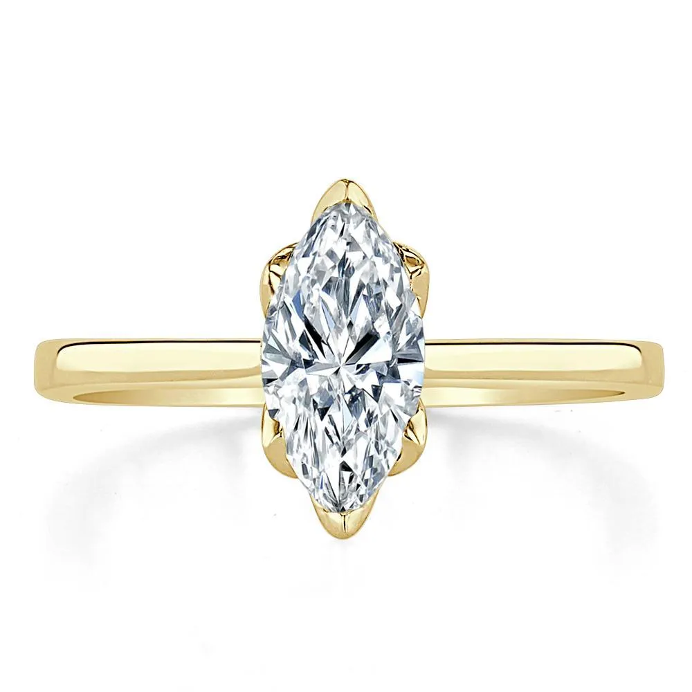 Marquise Cut Moissanite Engagement Ring, Classic Design