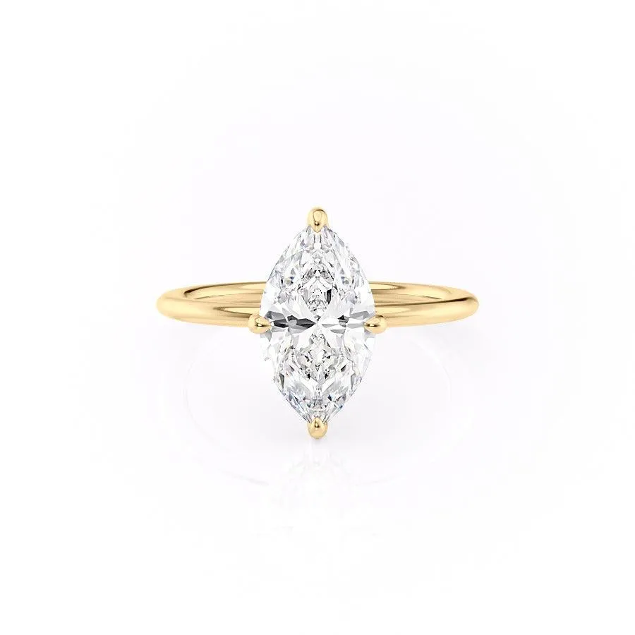 Marquise Cut Moissanite Engagement Ring With Hidden Halo