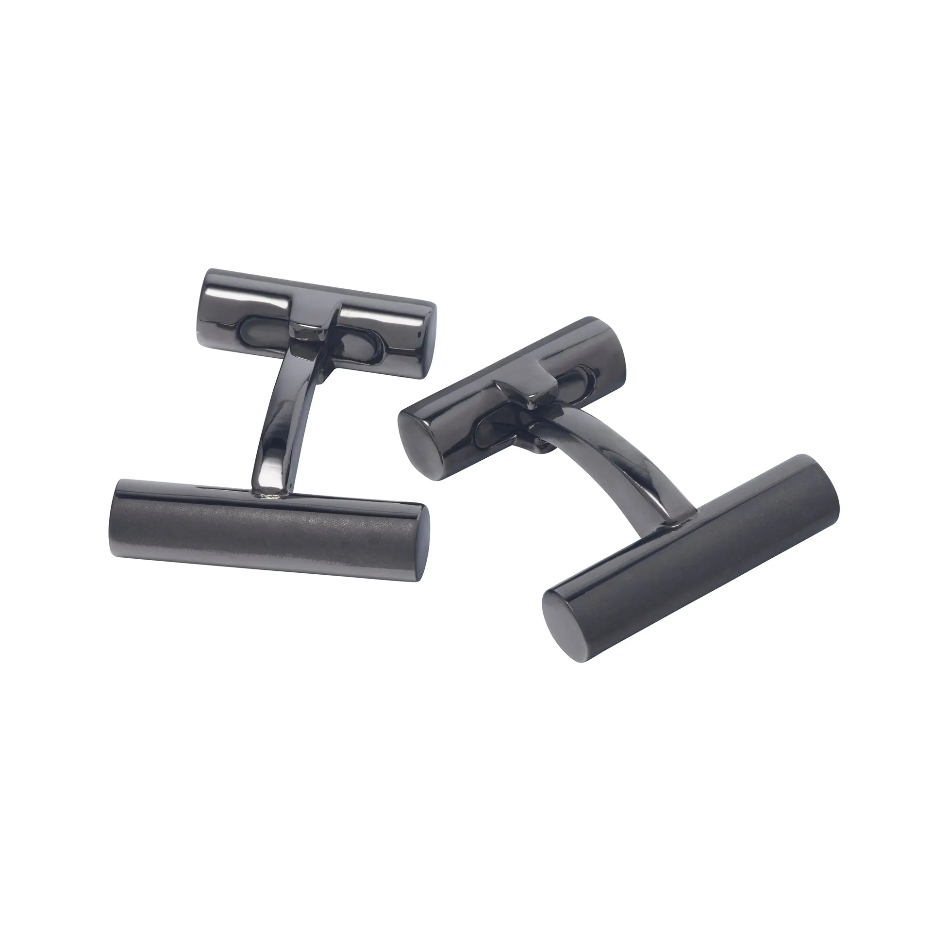 Matte and Shiny Gunmetal Bar Cufflinks