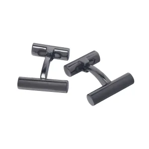 Matte and Shiny Gunmetal Bar Cufflinks