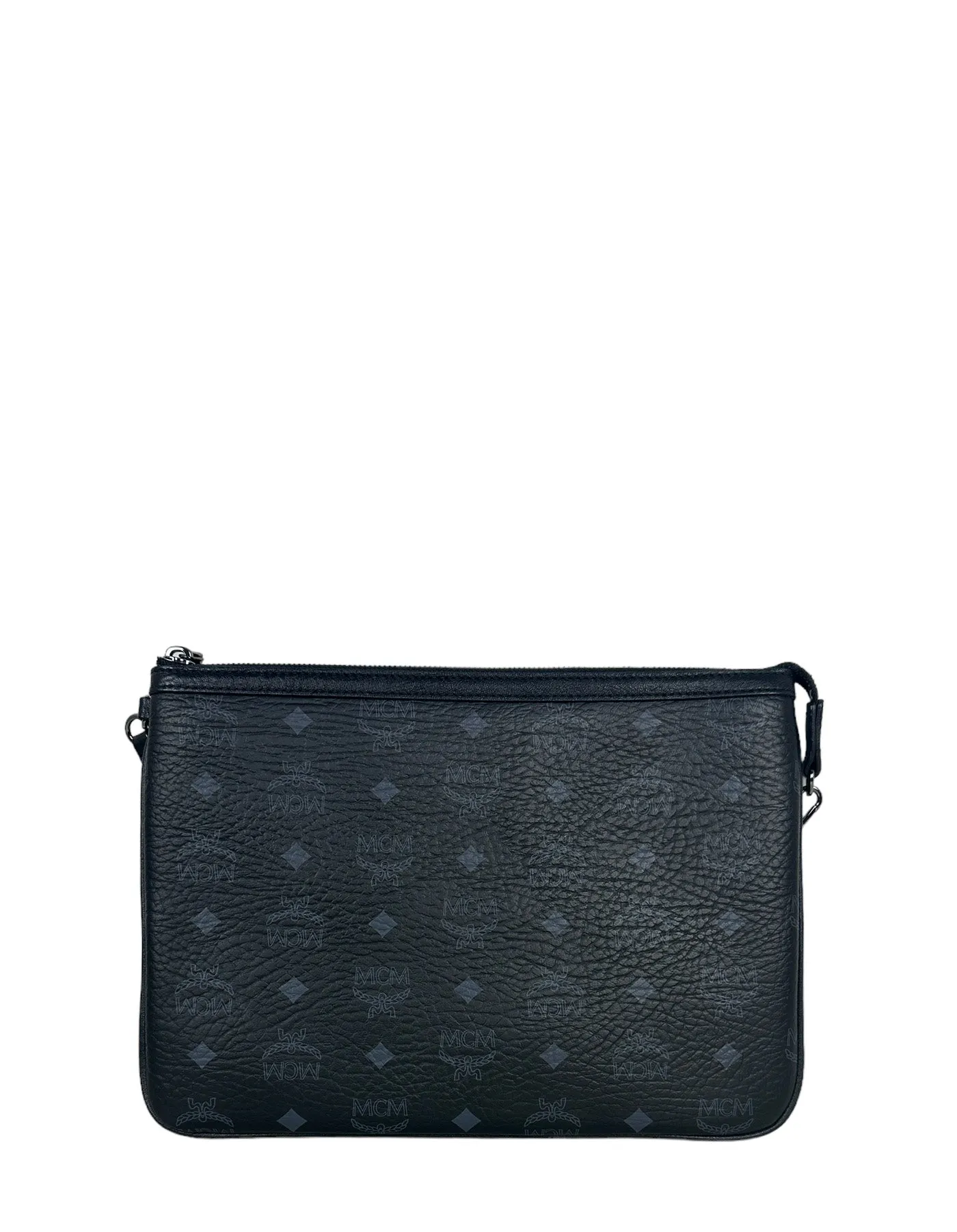 MCM Black Visetos Monogram Pouch Bag