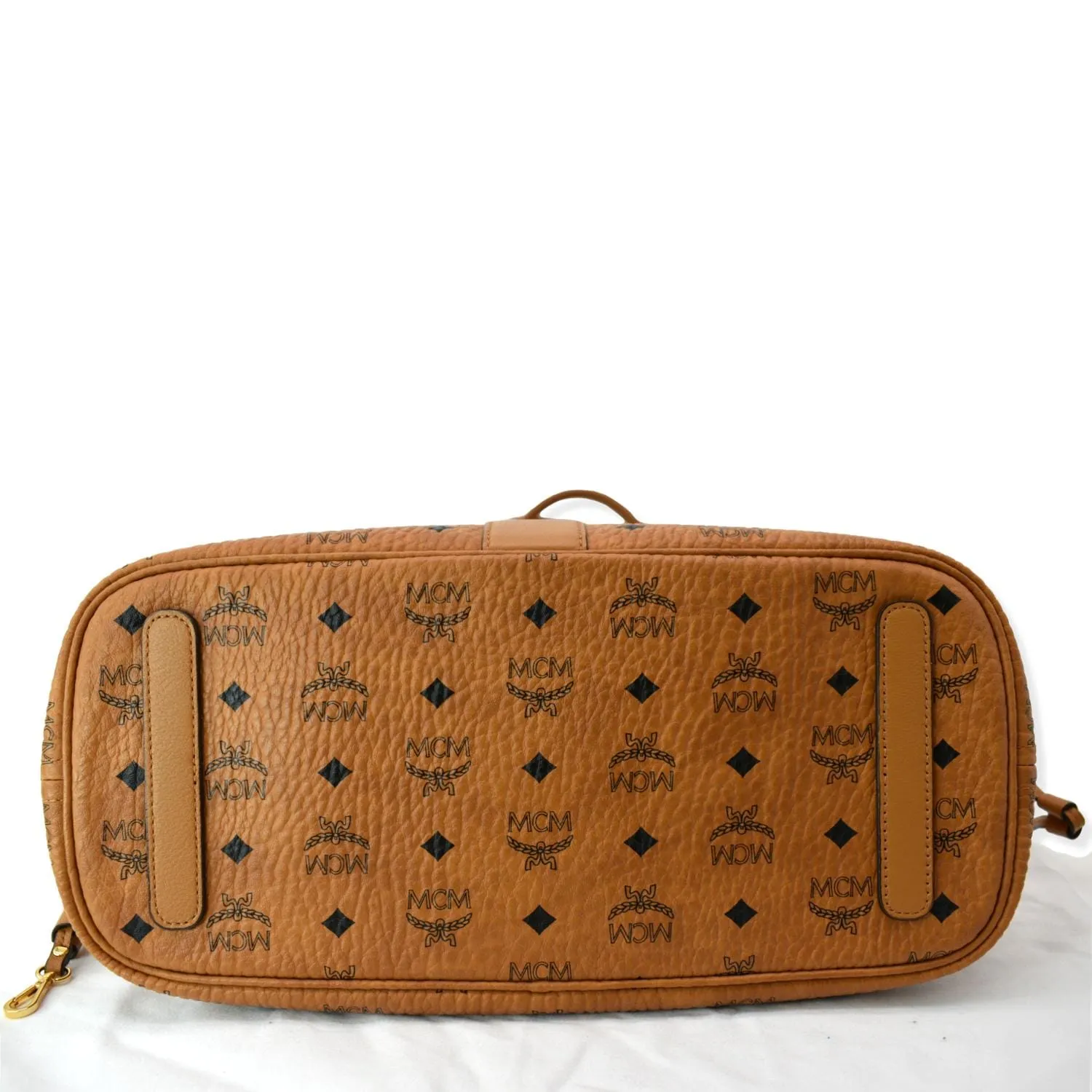 MCM Reversible Liz Medium Visetos Canvas Shopper Tote Bag Cognac