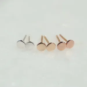 Men's Stud Earring Plain Disk 4mm Choose Your Metal