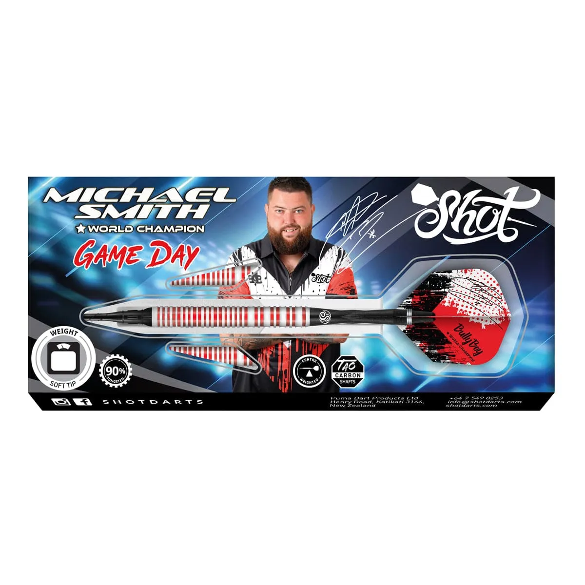 Michael Smith Game Day Soft Tip Dart Set-90% Tungsten Barrels