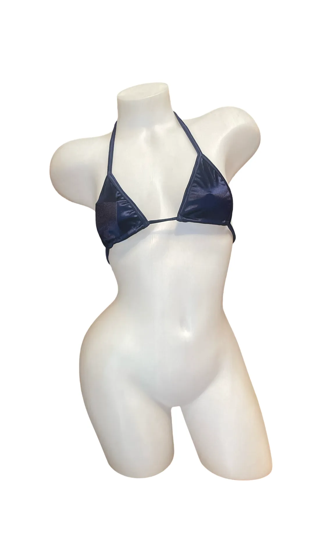 Micro Glossy Tie Triangle Top - Navy
