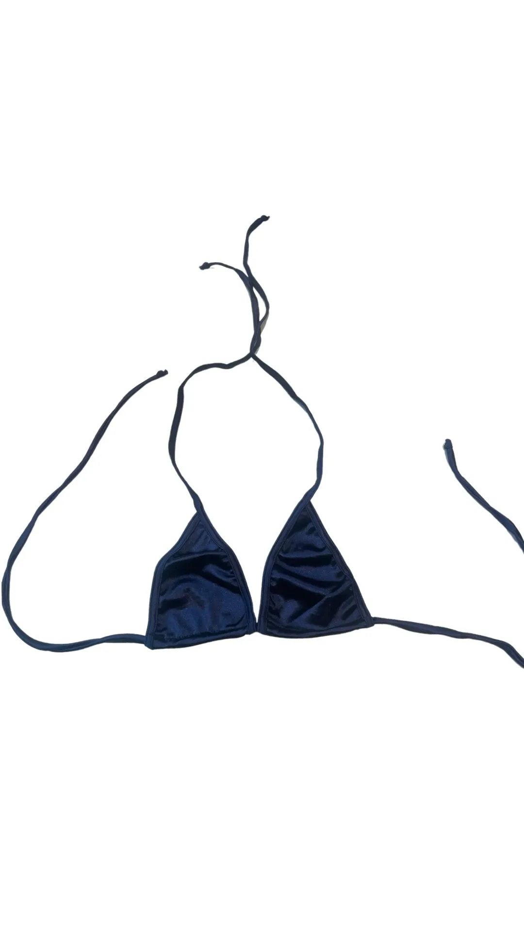 Micro Glossy Tie Triangle Top - Navy