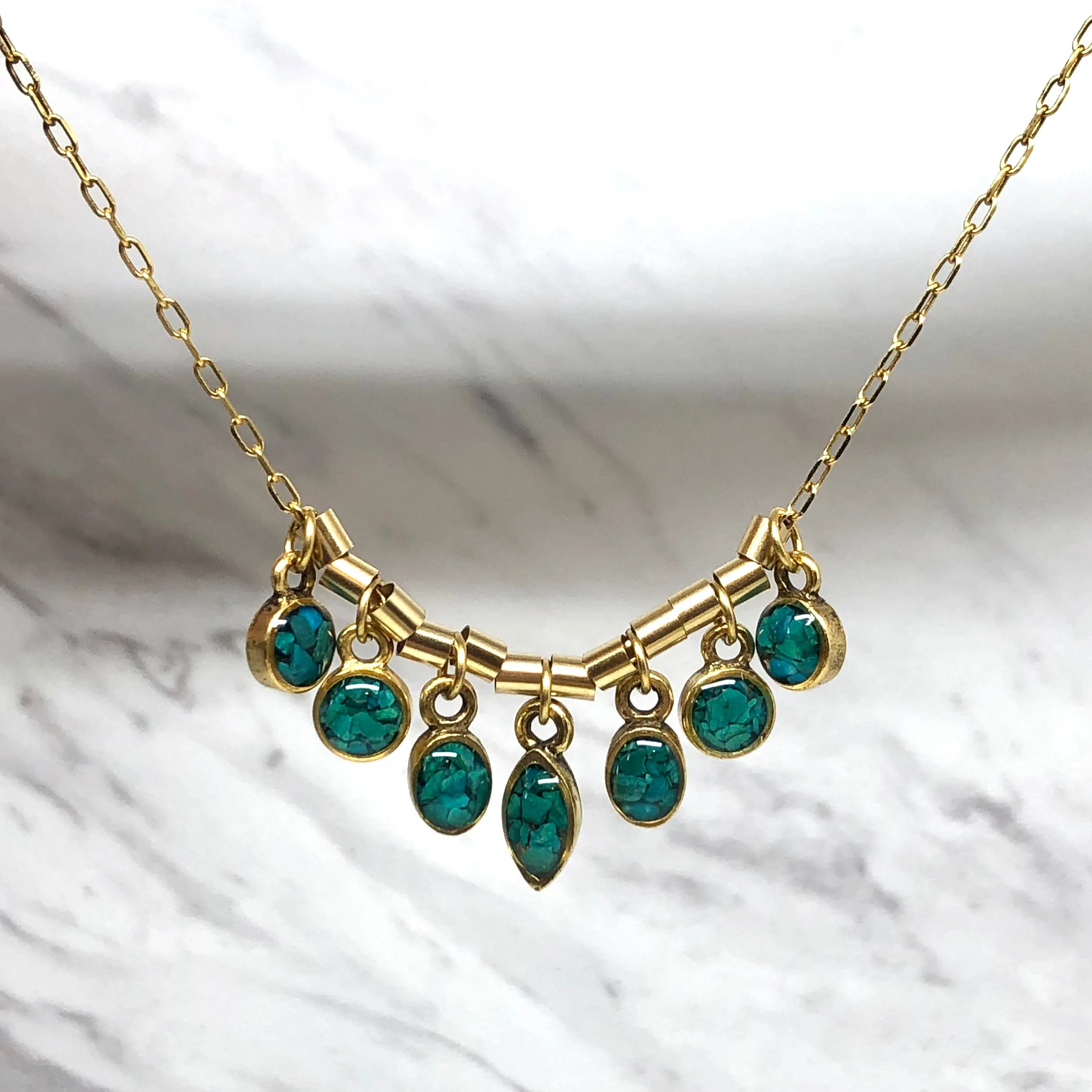 Mini 7 Stones Necklace - Chrysocolla