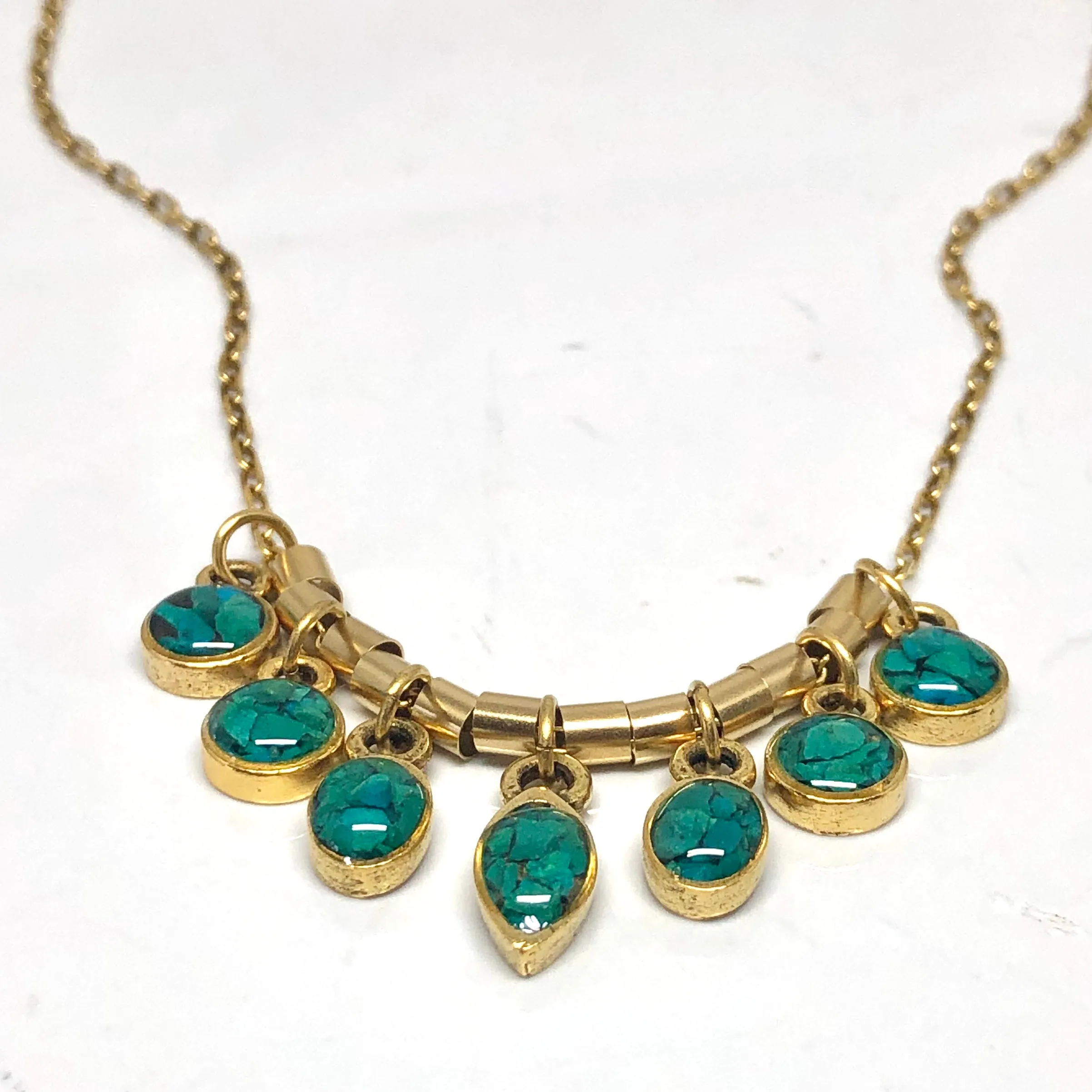 Mini 7 Stones Necklace - Chrysocolla