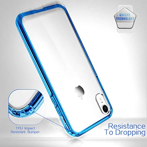 Mkeke Compatible with iPhone XR Case,Clear Anti-Scratch Shock Absorption Cover Case for iPhone XR Blue