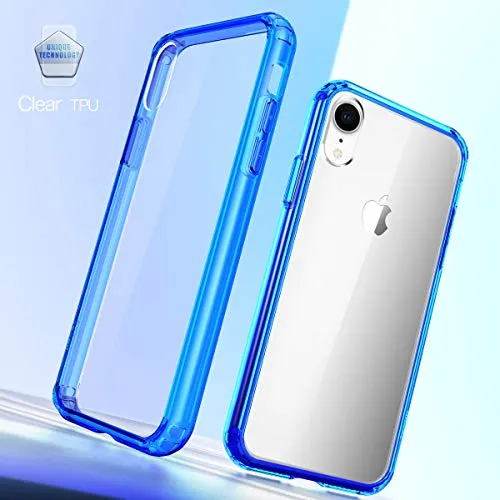 Mkeke Compatible with iPhone XR Case,Clear Anti-Scratch Shock Absorption Cover Case for iPhone XR Blue