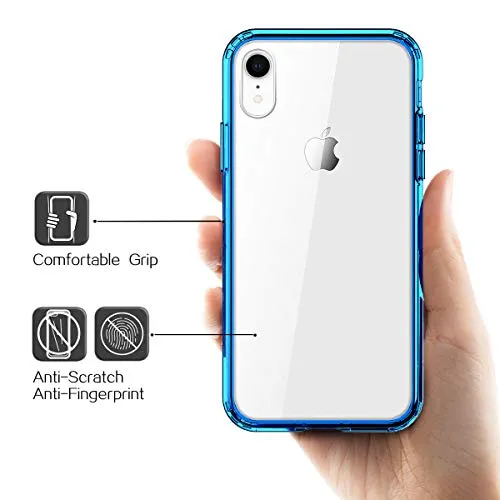 Mkeke Compatible with iPhone XR Case,Clear Anti-Scratch Shock Absorption Cover Case for iPhone XR Blue