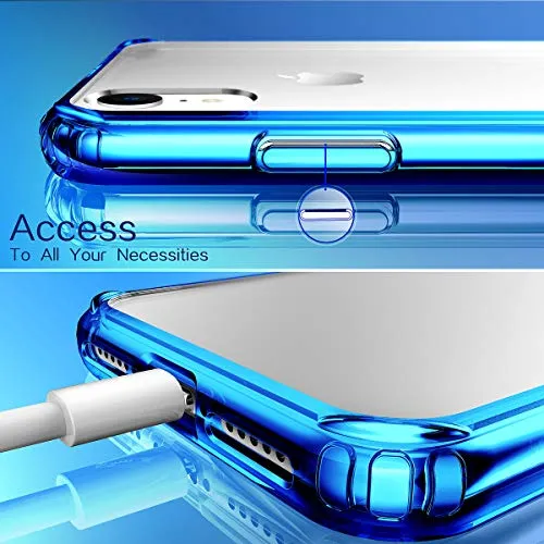 Mkeke Compatible with iPhone XR Case,Clear Anti-Scratch Shock Absorption Cover Case for iPhone XR Blue