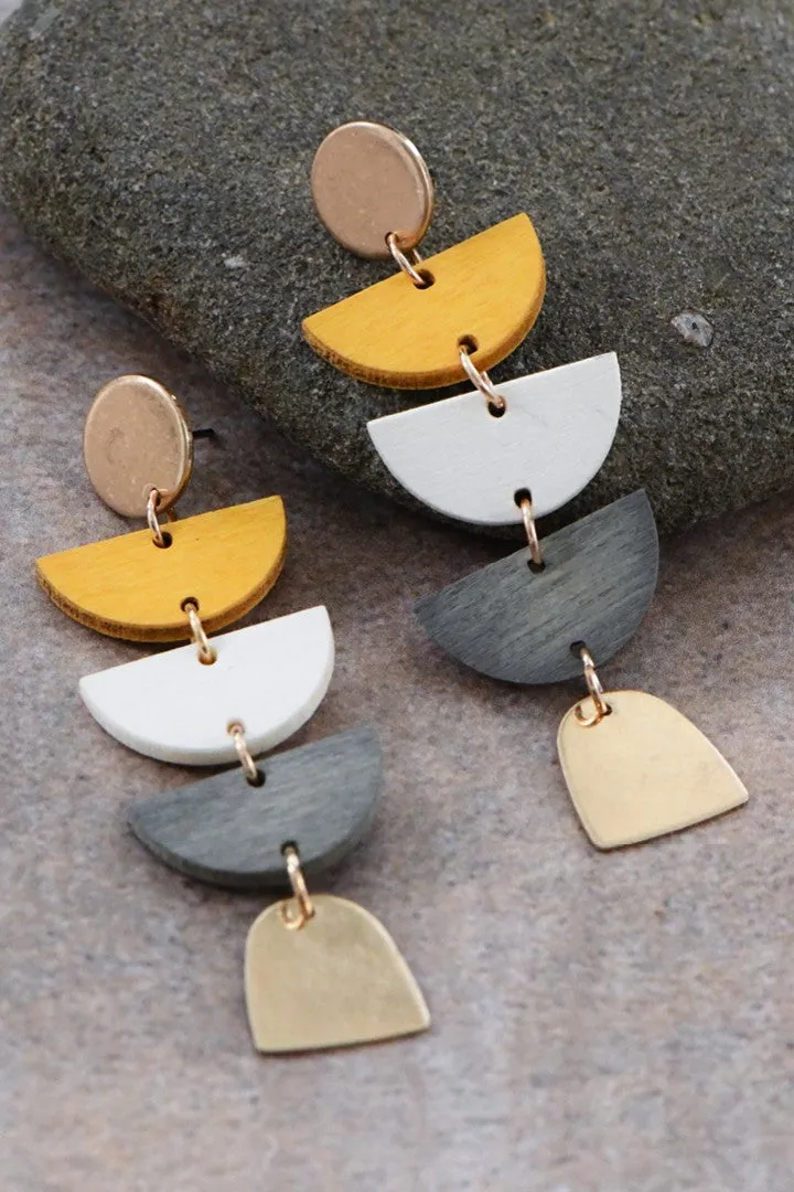 Mocha Wooden Boho Filigree Earring Set *