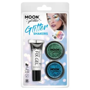 Moon Glitter Holographic Glitter Shakers, Green, Blue
