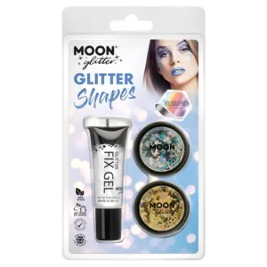 Moon Glitter Holographic Glitter Shapes, Silver, Gold