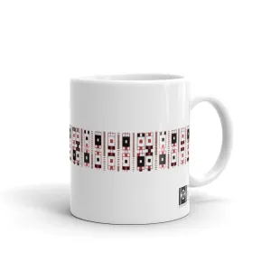 Mug, ceramic, featuring a N. African Oudref textile motif, white