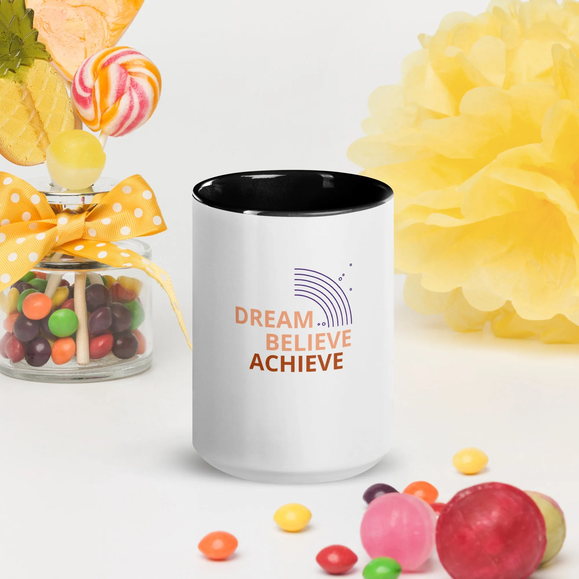 Mug with Color Inside - Dream Believe Achieve