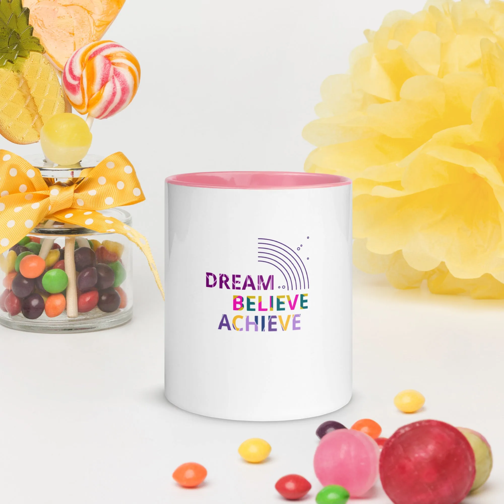 Mug with Color Inside - Dream Believe Achieve
